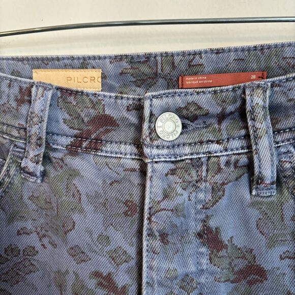 Anthropologie Pilcro Women blue tribal paisley boyfriend slim jeans size 28 EUC! - Picture 5 of 15